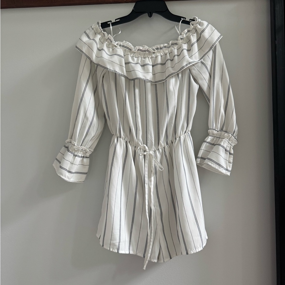 Striped Off-Shoulder Romper